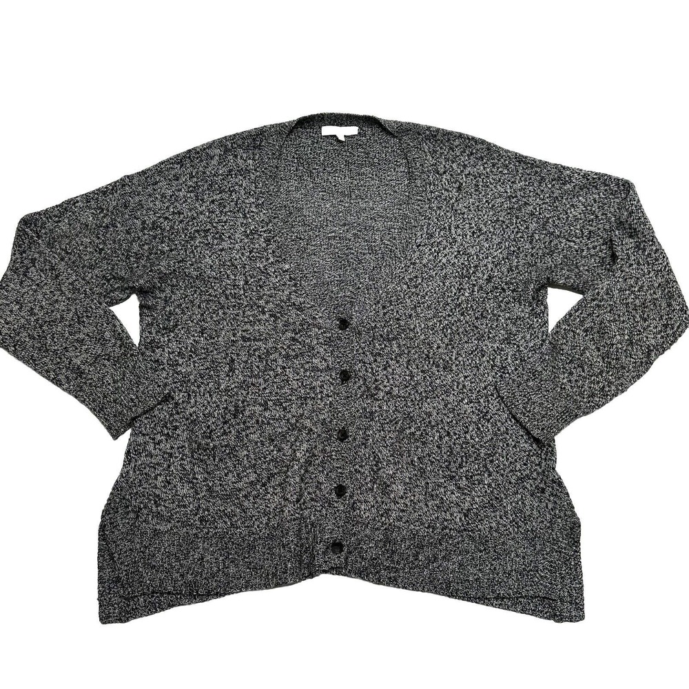 Madewell Landscape Button Cardigan Sweater Heather Gray Knit Pockets Sz M Medium